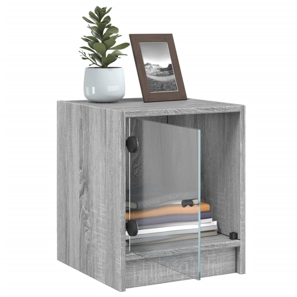 vidaXL Κομοδίνο Γκρι Sonoma 35x37x42 εκ. με Γυάλινη Πόρτα