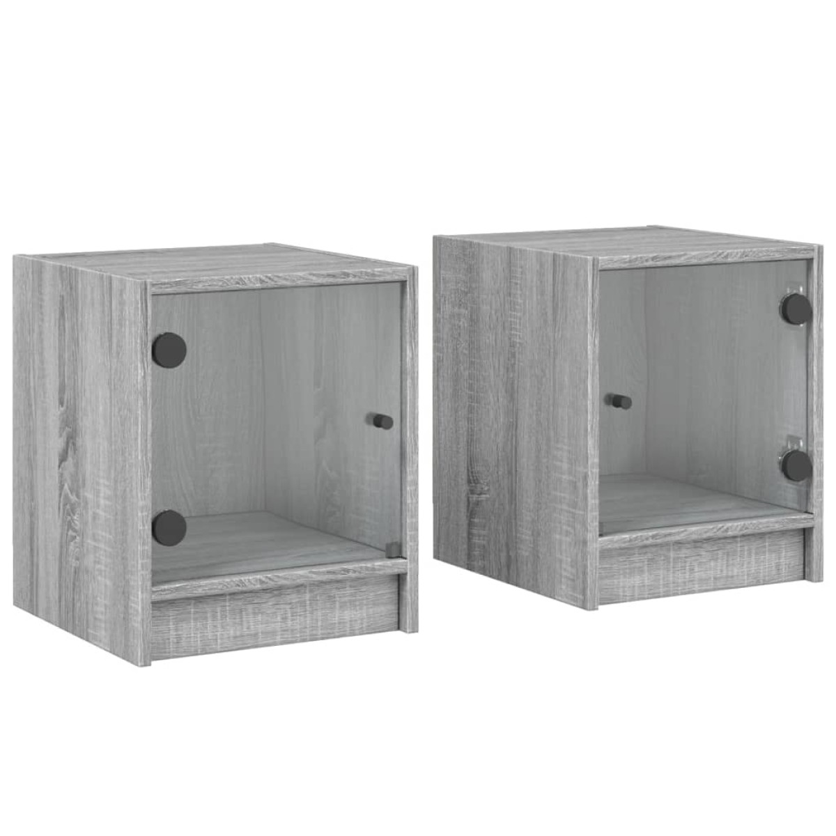 vidaXL Κομοδίνα 2 τεμ. Γκρι Sonoma 35x37x42 εκ. με Γυάλινες Πόρτες