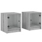 vidaXL Κομοδίνα 2 τεμ. Γκρι Sonoma 35x37x42 εκ. με Γυάλινες Πόρτες