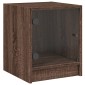 vidaXL Κομοδίνο Καφέ Δρυς 35 x 37 x 42 εκ. με Γυάλινη Πόρτα