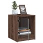 vidaXL Κομοδίνο Καφέ Δρυς 35 x 37 x 42 εκ. με Γυάλινη Πόρτα