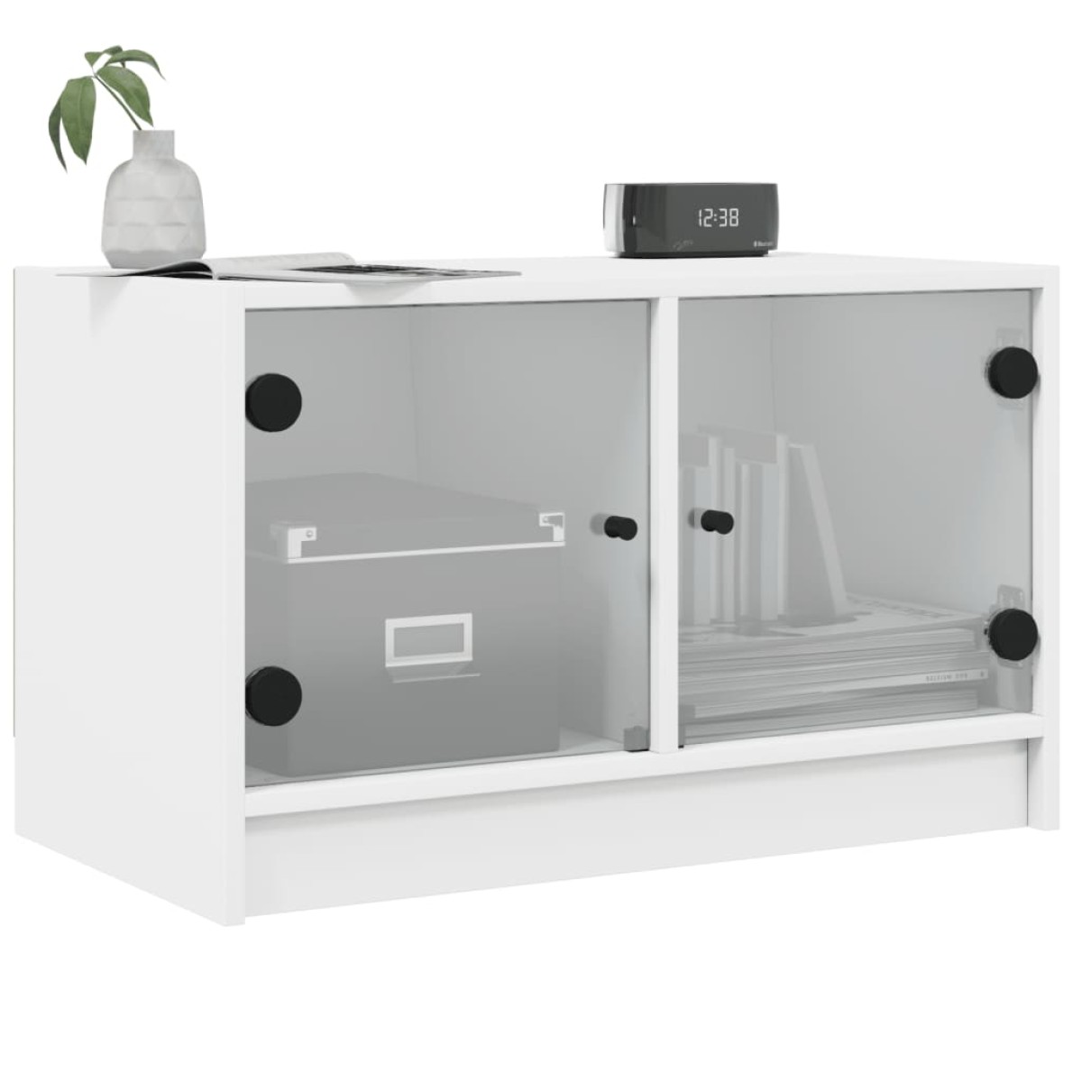 vidaXL Έπιπλο Τηλεόρασης Λευκό 68x37x42 εκ. με Γυάλινες Πόρτες