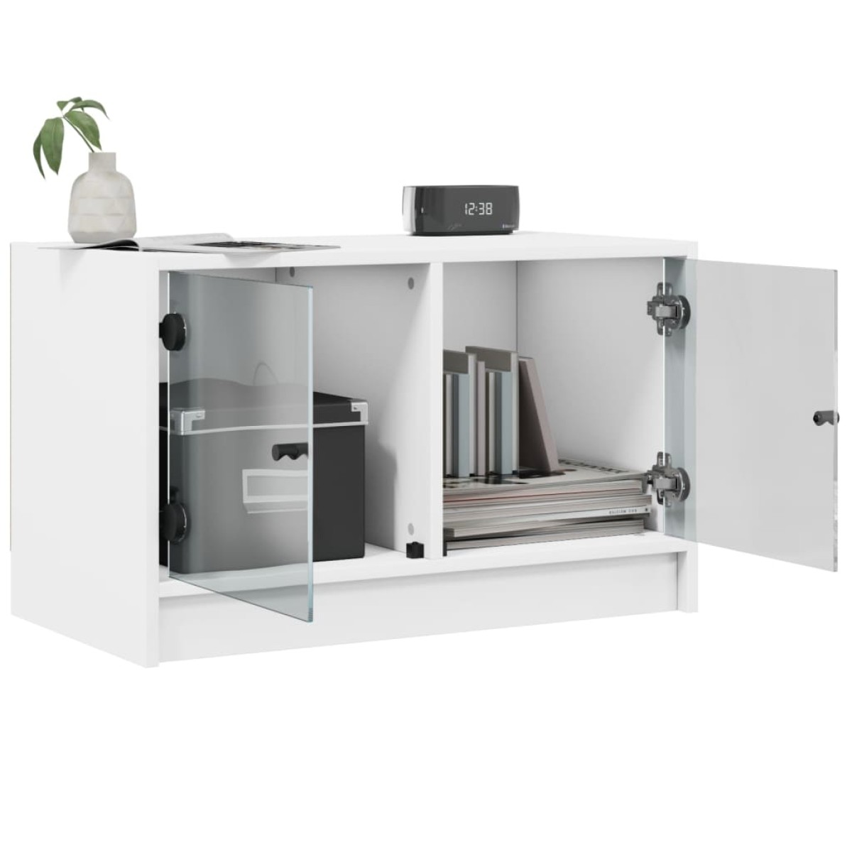 vidaXL Έπιπλο Τηλεόρασης Λευκό 68x37x42 εκ. με Γυάλινες Πόρτες