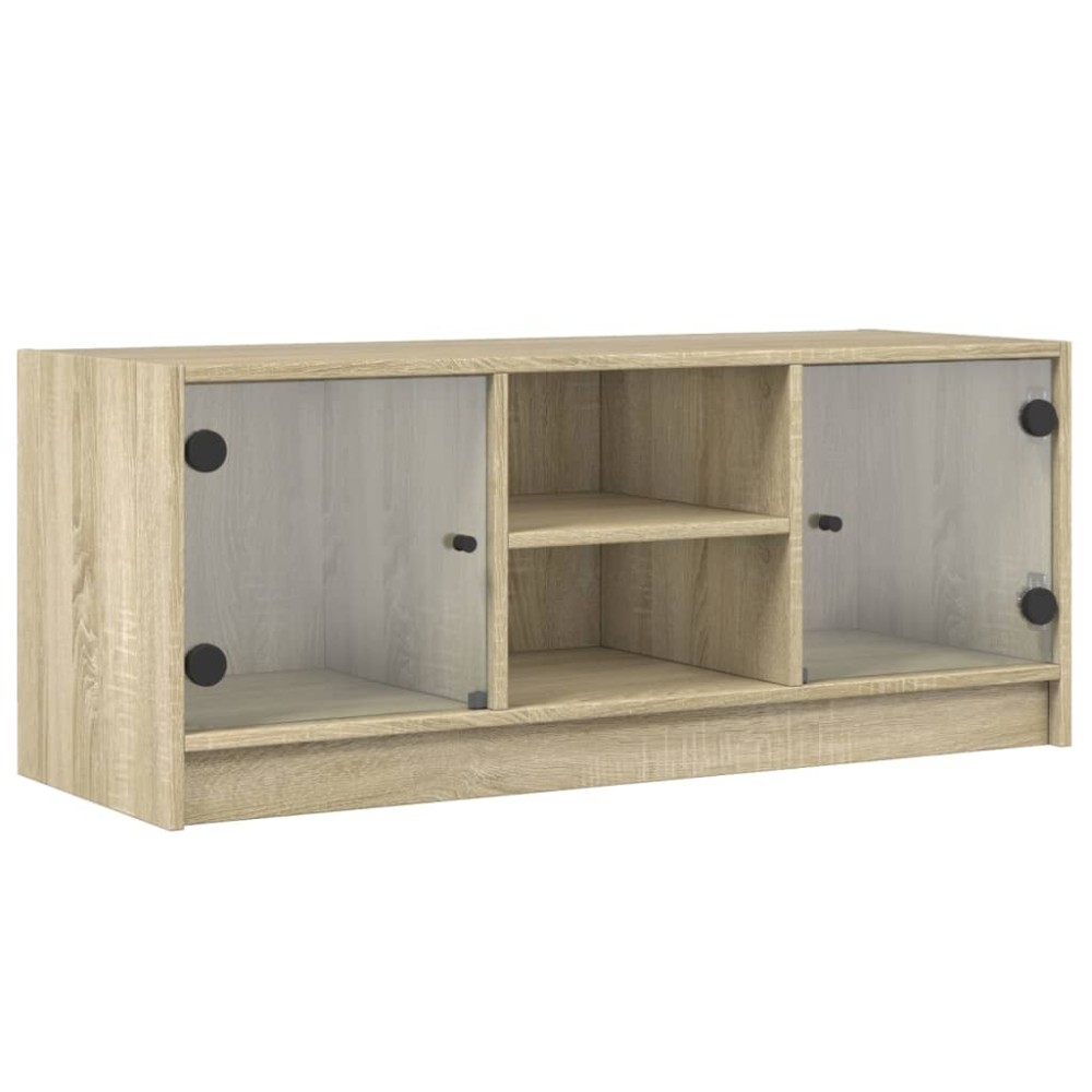vidaXL Έπιπλο Τηλεόρασης Sonoma Δρυς 102x37x42 εκ. με Γυάλινες Πόρτες