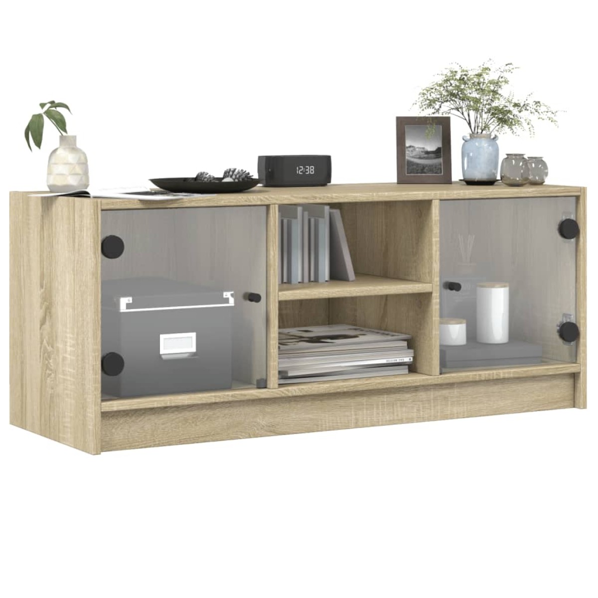 vidaXL Έπιπλο Τηλεόρασης Sonoma Δρυς 102x37x42 εκ. με Γυάλινες Πόρτες