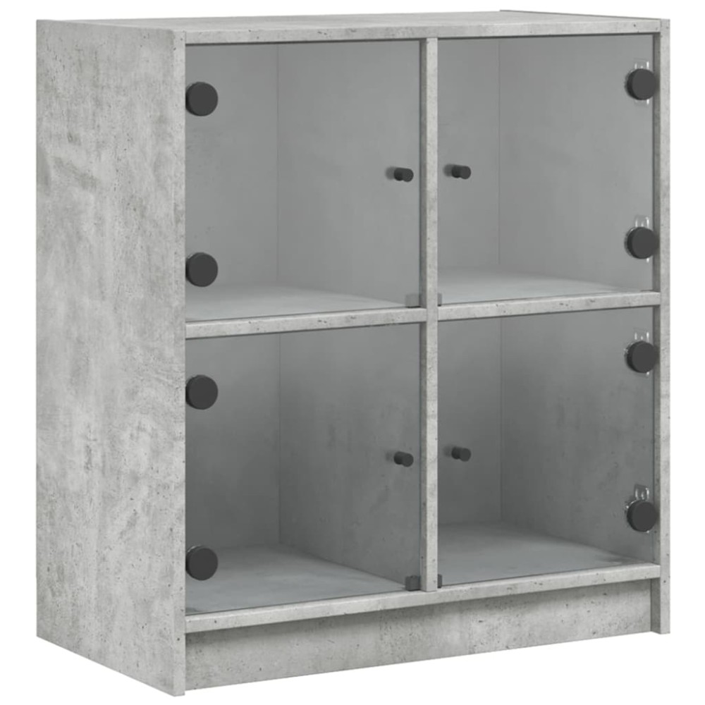 vidaXL Βοηθητικό Ντουλάπι Γκρι Σκυροδ. 68x37x75,5 εκ. Γυάλινες Πόρτες