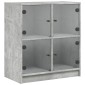 vidaXL Βοηθητικό Ντουλάπι Γκρι Σκυροδ. 68x37x75,5 εκ. Γυάλινες Πόρτες