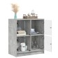 vidaXL Βοηθητικό Ντουλάπι Γκρι Σκυροδ. 68x37x75,5 εκ. Γυάλινες Πόρτες