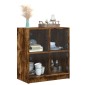 vidaXL Βοηθητικό Ντουλάπι Καπνιστή Δρυς 68x37x75,5 εκ. Γυάλινες Πόρτες
