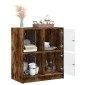 vidaXL Βοηθητικό Ντουλάπι Καπνιστή Δρυς 68x37x75,5 εκ. Γυάλινες Πόρτες