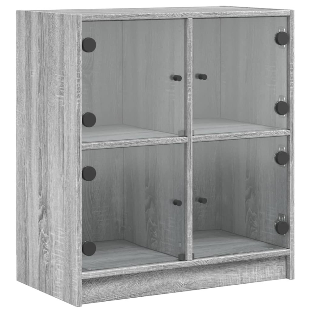 vidaXL Βοηθητικό Ντουλάπι Sonoma Γκρι 68x37x75,5εκ. με Γυάλινες Πόρτες