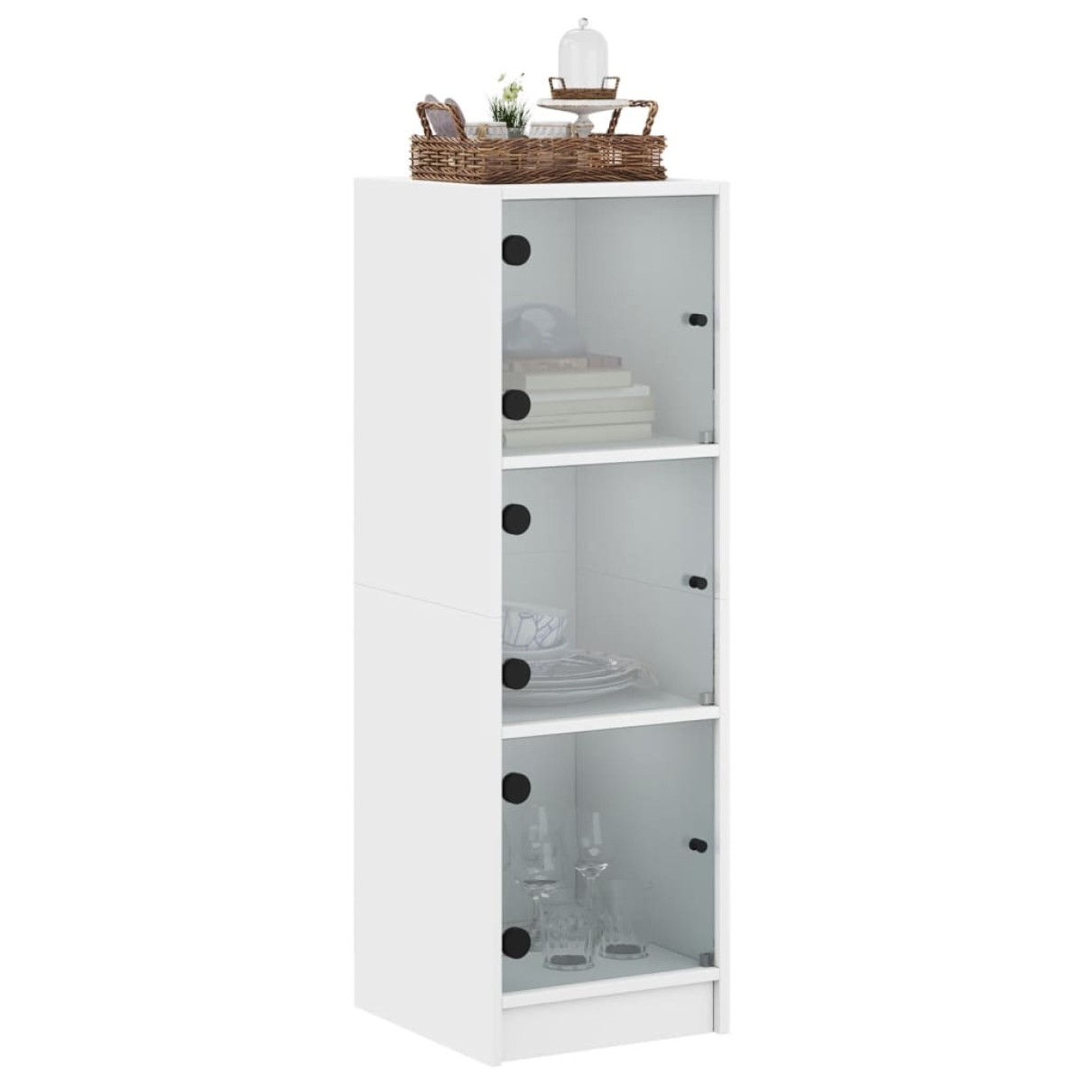 vidaXL Ντουλάπι Λευκό 35 x 37 x 109 εκ. με Γυάλινες Πόρτες