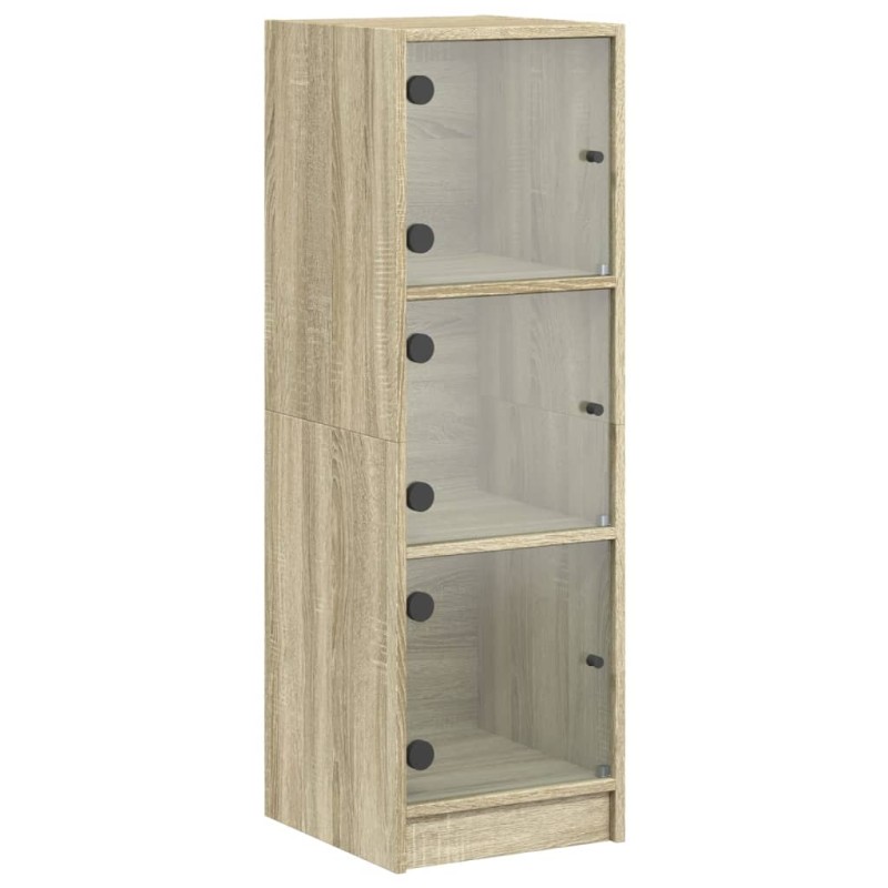 vidaXL Ντουλάπι Sonoma Δρυς 35 x 37 x 109 εκ. με Γυάλινες Πόρτες