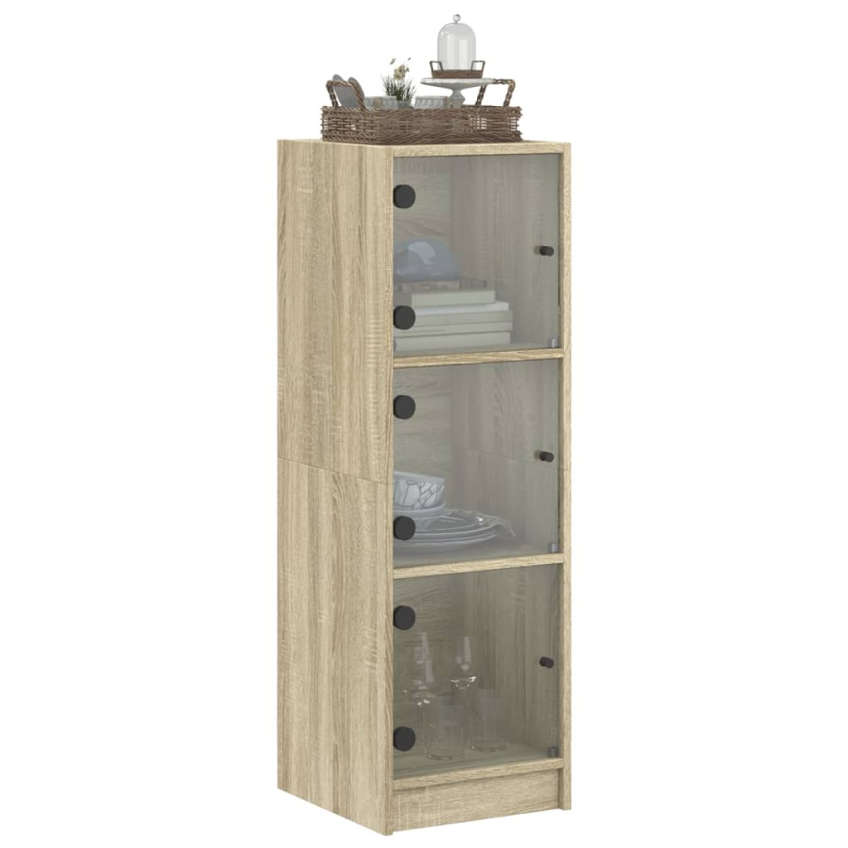 vidaXL Ντουλάπι Sonoma Δρυς 35 x 37 x 109 εκ. με Γυάλινες Πόρτες