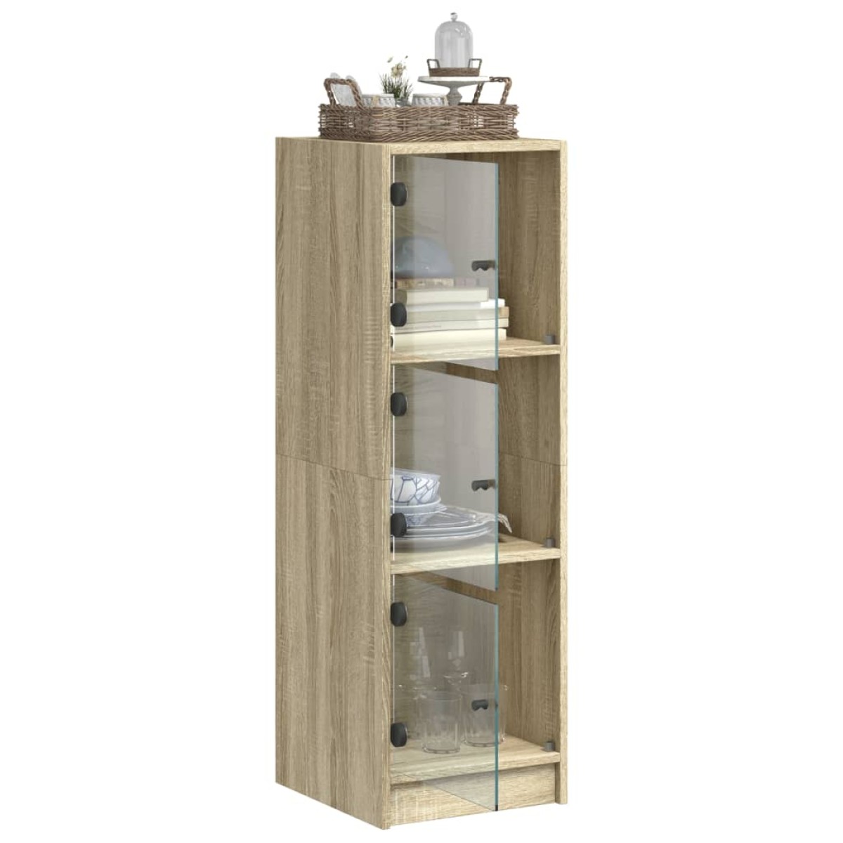 vidaXL Ντουλάπι Sonoma Δρυς 35 x 37 x 109 εκ. με Γυάλινες Πόρτες