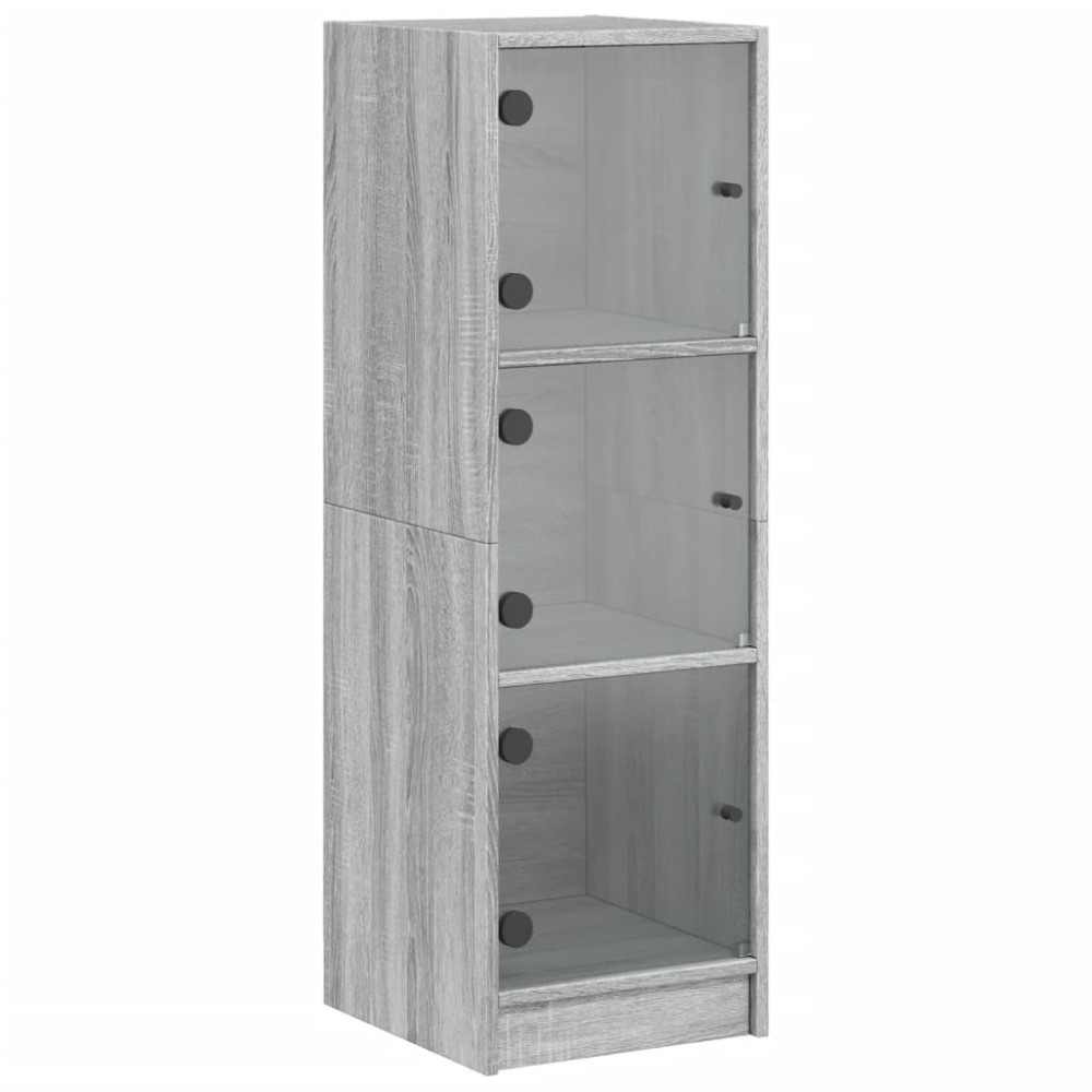 vidaXL Ντουλάπι Γκρι Sonoma 35 x 37 x 109 εκ. με Γυάλινες Πόρτες