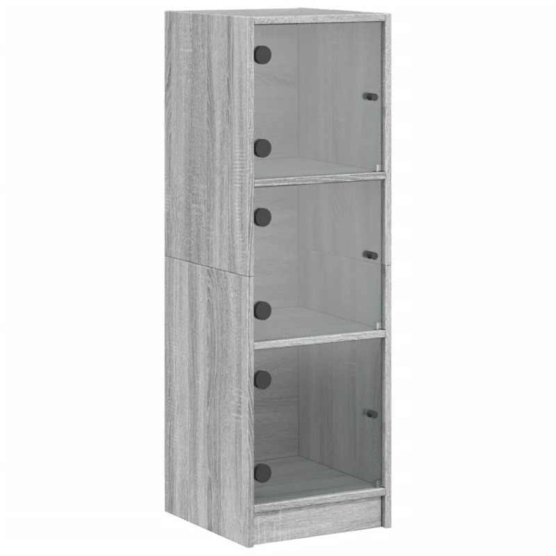 vidaXL Ντουλάπι Γκρι Sonoma 35 x 37 x 109 εκ. με Γυάλινες Πόρτες