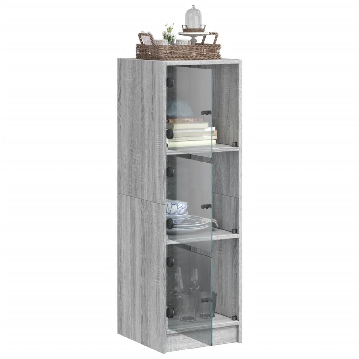 vidaXL Ντουλάπι Γκρι Sonoma 35 x 37 x 109 εκ. με Γυάλινες Πόρτες