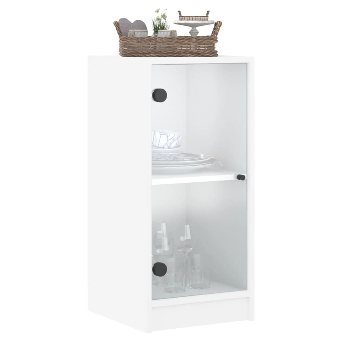 vidaXL Βοηθητικό Ντουλάπι Λευκό 35x37x75,5 εκ. με Γυάλινες Πόρτες