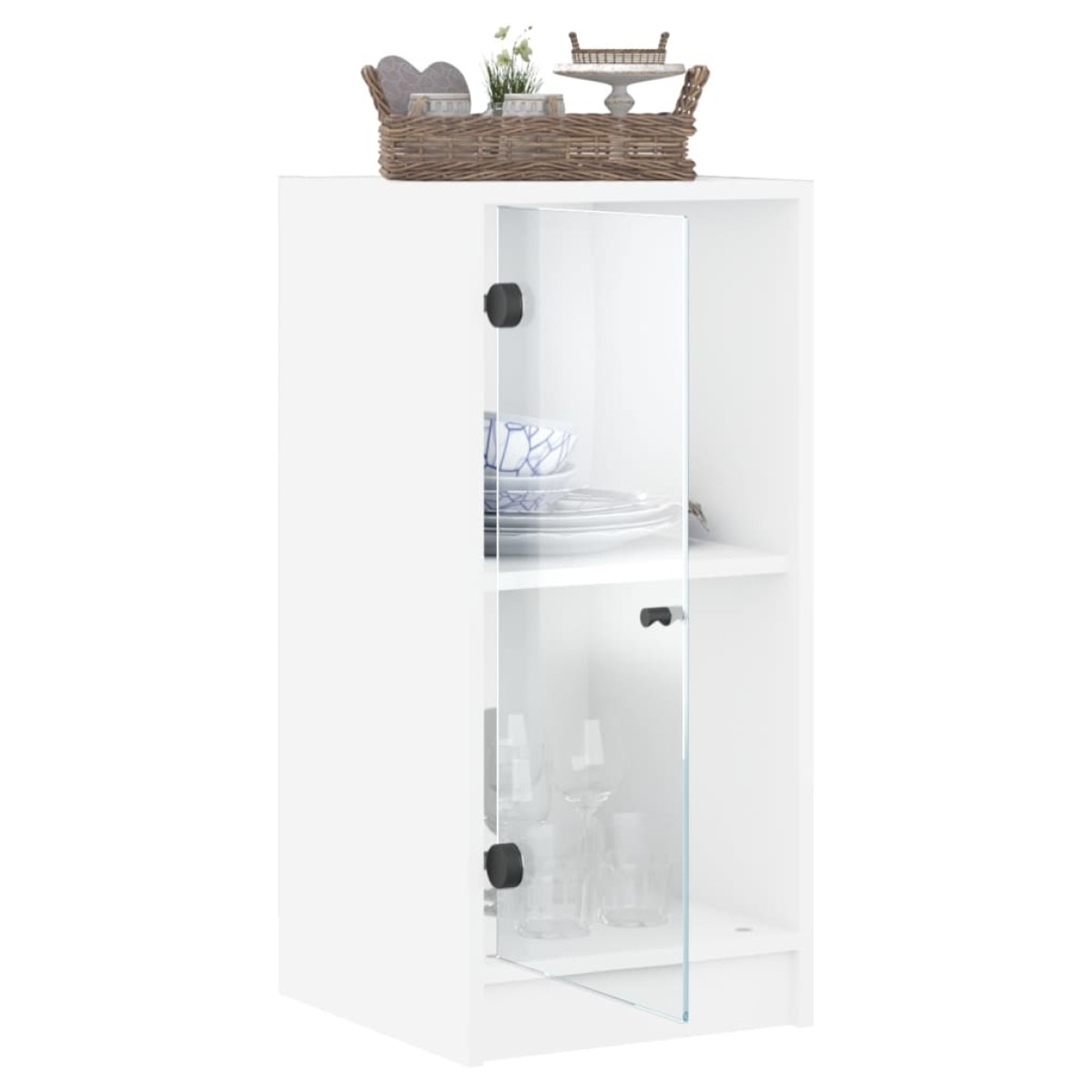 vidaXL Βοηθητικό Ντουλάπι Λευκό 35x37x75,5 εκ. με Γυάλινες Πόρτες