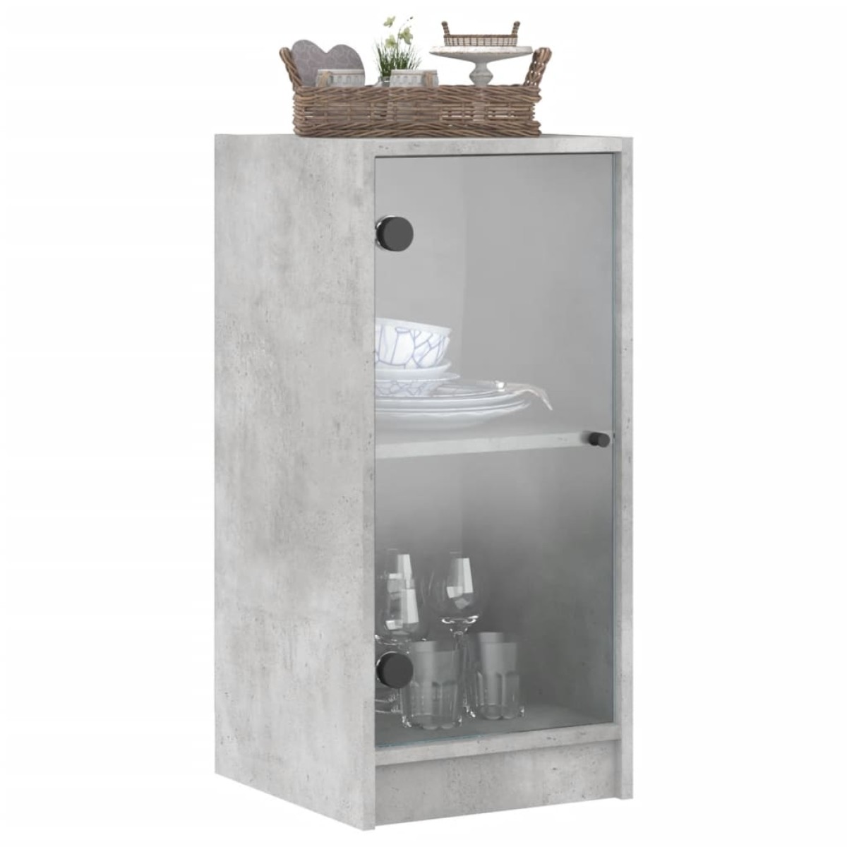 vidaXL Βοηθητικό Ντουλάπι Γκρι Σκυροδ. 35x37x75,5 εκ. Γυάλινες Πόρτες