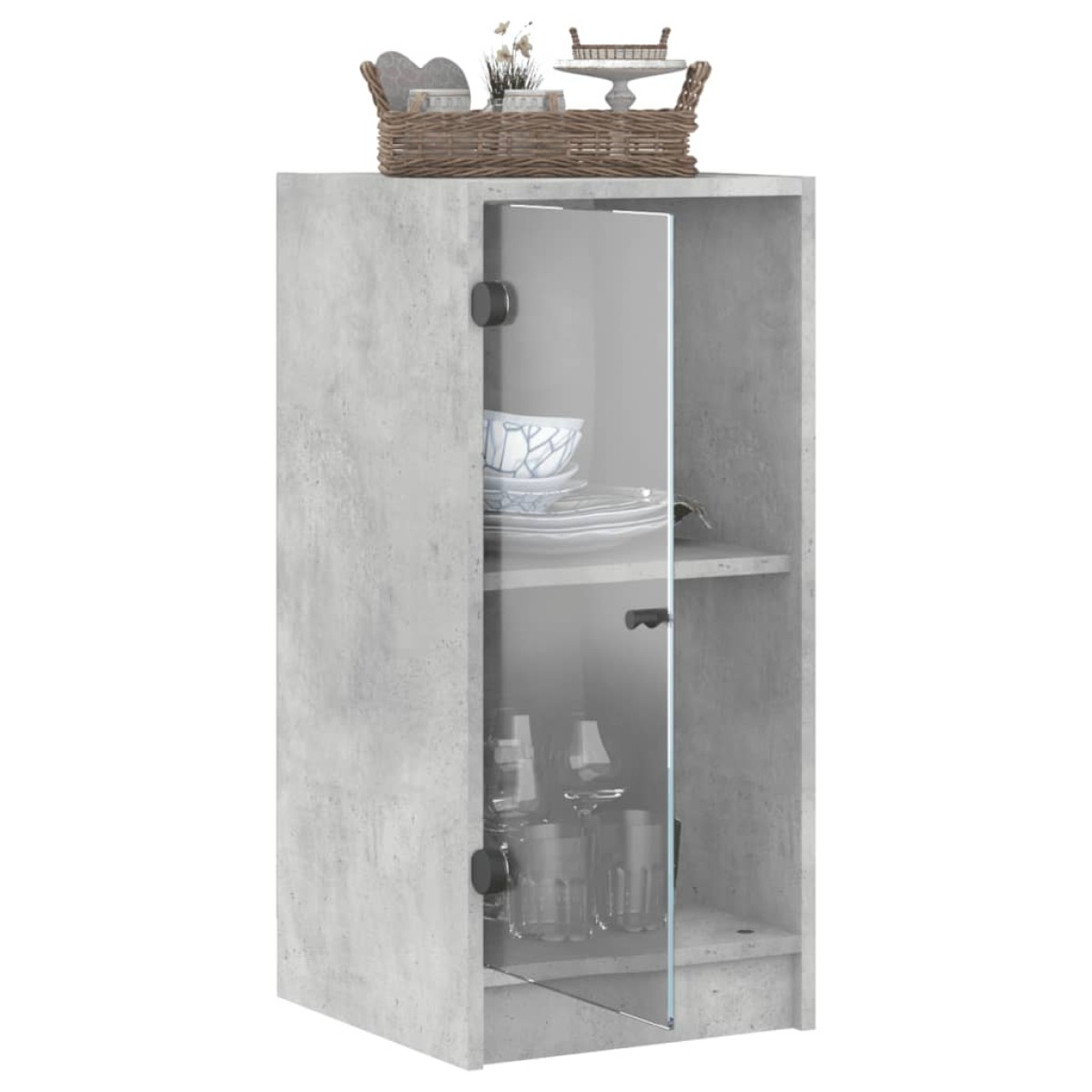 vidaXL Βοηθητικό Ντουλάπι Γκρι Σκυροδ. 35x37x75,5 εκ. Γυάλινες Πόρτες