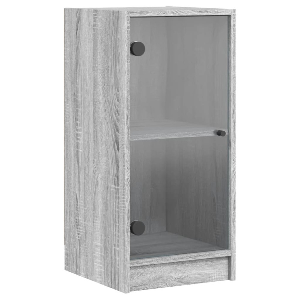 vidaXL Βοηθητικό Ντουλάπι Sonoma Γκρι 35x37x75,5εκ. με Γυάλινες Πόρτες