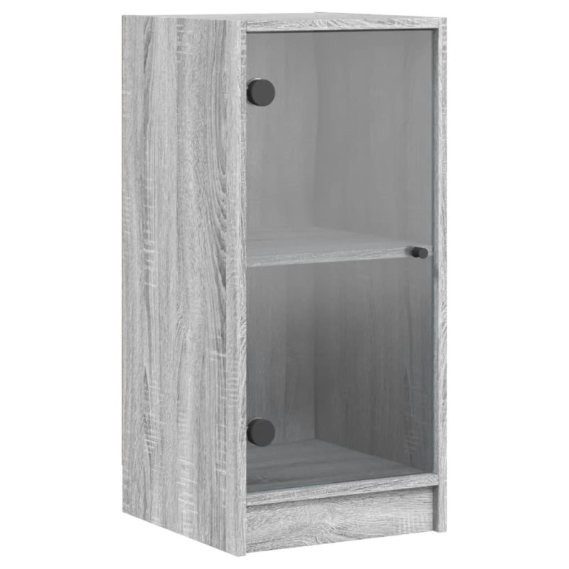 vidaXL Βοηθητικό Ντουλάπι Sonoma Γκρι 35x37x75,5εκ. με Γυάλινες Πόρτες