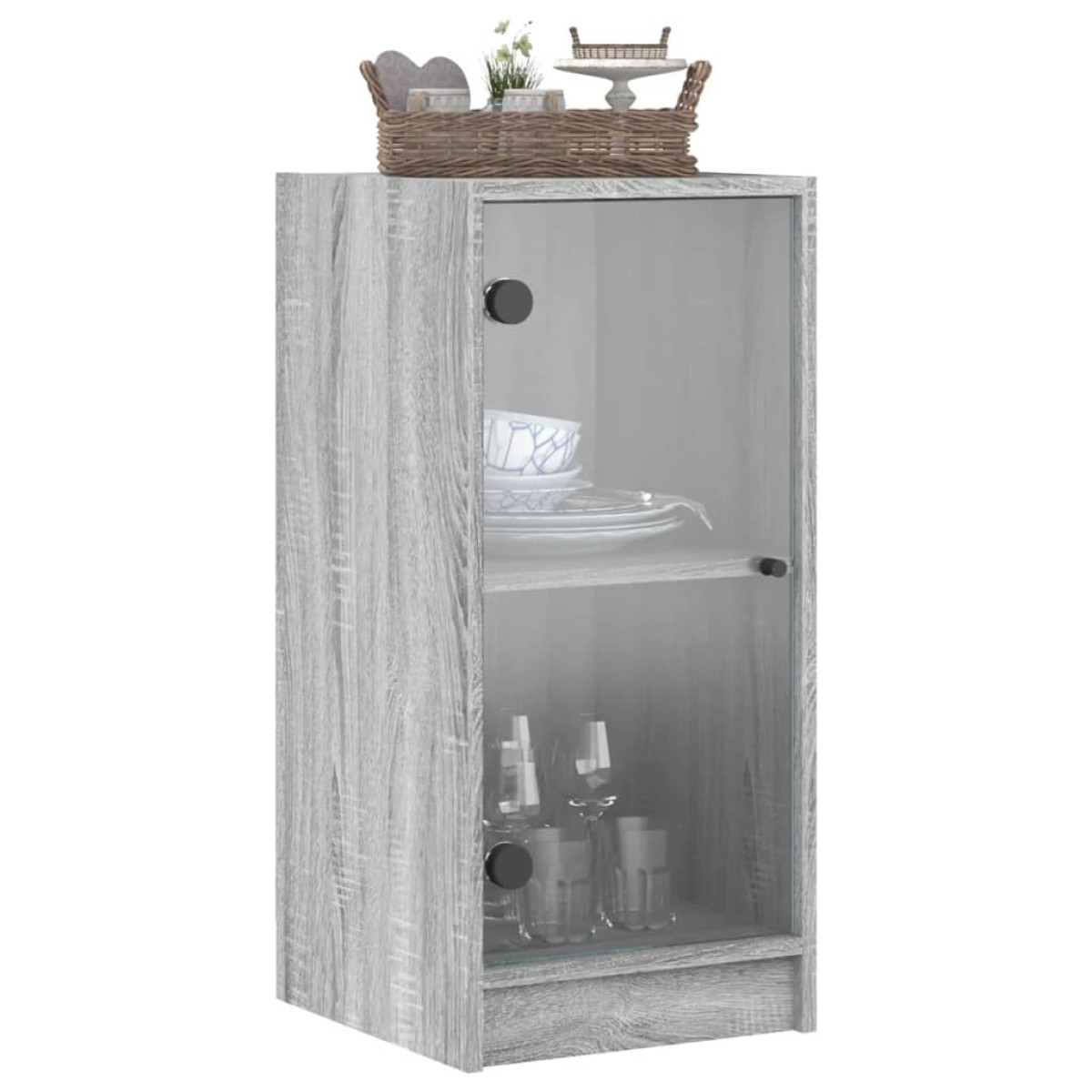 vidaXL Βοηθητικό Ντουλάπι Sonoma Γκρι 35x37x75,5εκ. με Γυάλινες Πόρτες