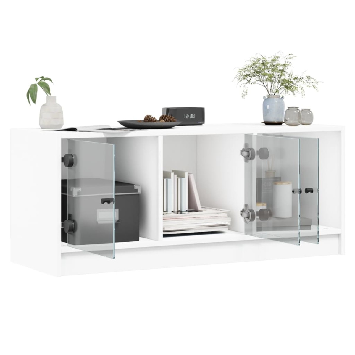 vidaXL Έπιπλο Τηλεόρασης Λευκό 102x37x42 εκ. με Γυάλινες Πόρτες