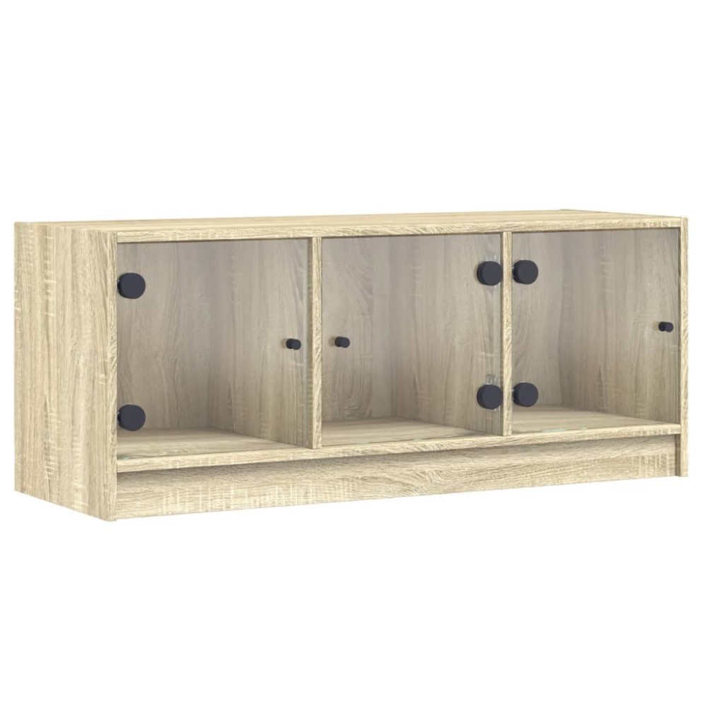 vidaXL Έπιπλο Τηλεόρασης Sonoma Δρυς 102x37x42 εκ. με Γυάλινες Πόρτες