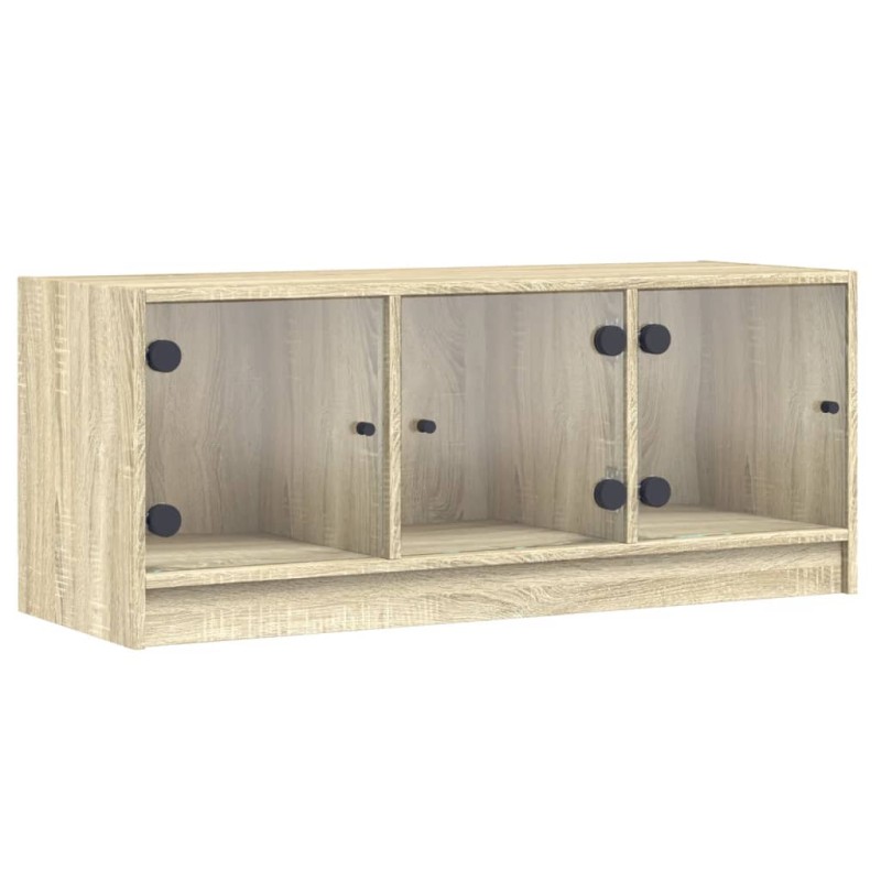 vidaXL Έπιπλο Τηλεόρασης Sonoma Δρυς 102x37x42 εκ. με Γυάλινες Πόρτες