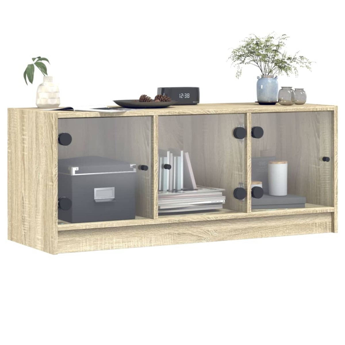 vidaXL Έπιπλο Τηλεόρασης Sonoma Δρυς 102x37x42 εκ. με Γυάλινες Πόρτες