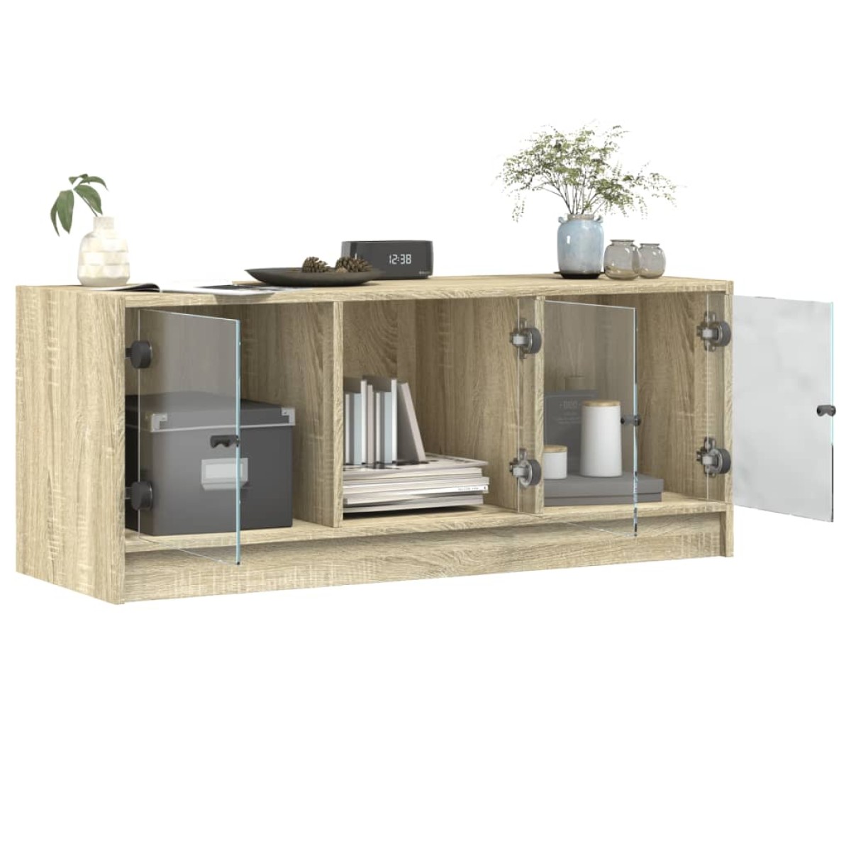 vidaXL Έπιπλο Τηλεόρασης Sonoma Δρυς 102x37x42 εκ. με Γυάλινες Πόρτες