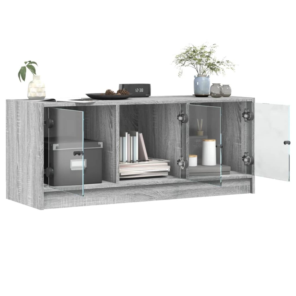 vidaXL Έπιπλο Τηλεόρασης Sonoma Γκρι 102x37x42 εκ. με Γυάλινες Πόρτες