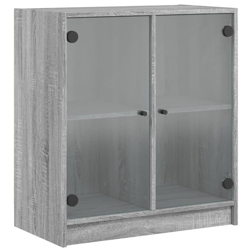 vidaXL Βοηθητικό Ντουλάπι Sonoma Γκρι 68x37x75,5εκ. με Γυάλινες Πόρτες