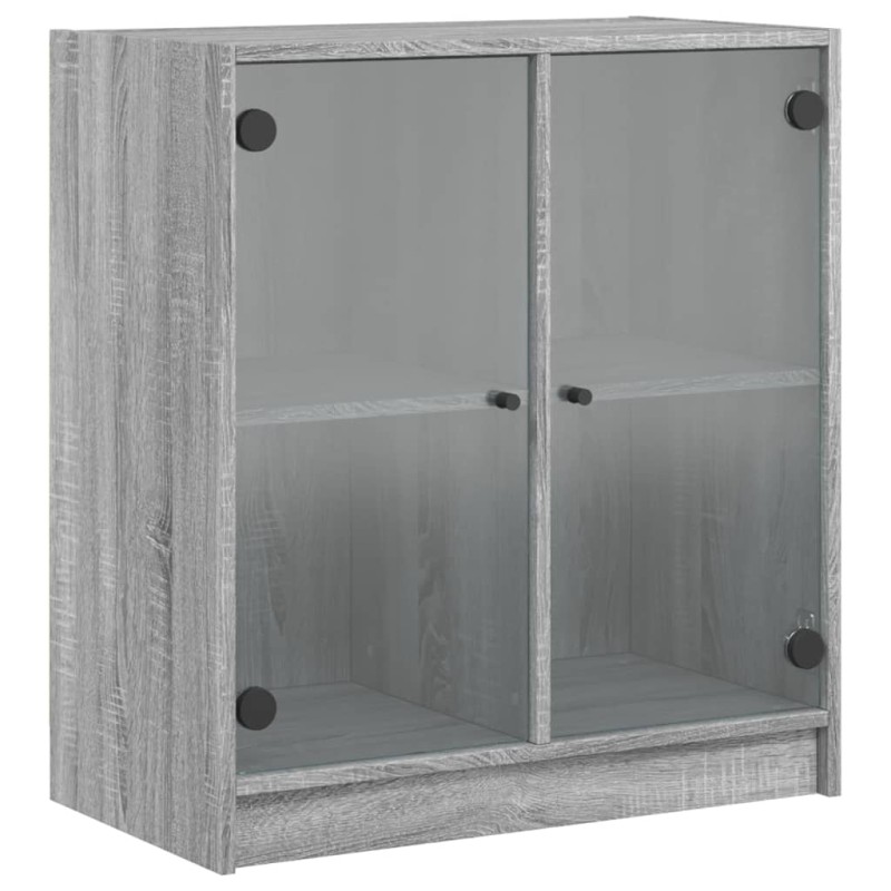 vidaXL Βοηθητικό Ντουλάπι Sonoma Γκρι 68x37x75,5εκ. με Γυάλινες Πόρτες