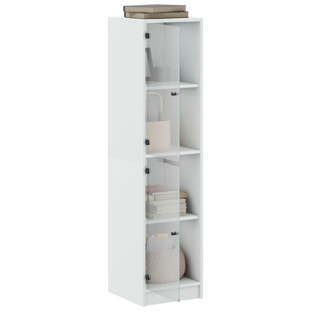 vidaXL Ντουλάπι Λευκό 35 x 37 x 142 εκ. με Γυάλινες Πόρτες