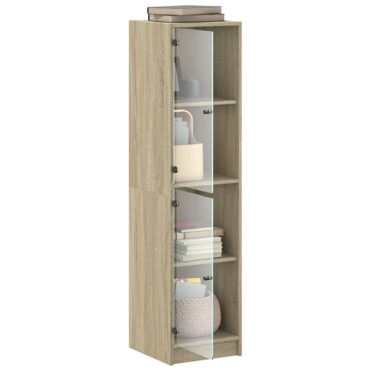 vidaXL Ντουλάπι Sonoma Δρυς 35 x 37 x 142 εκ. με Γυάλινες Πόρτες