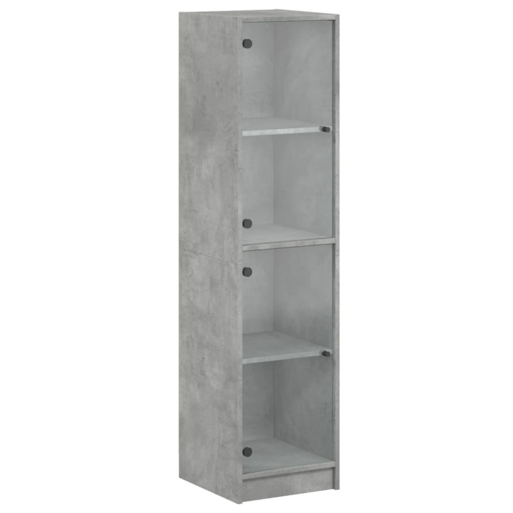 vidaXL Ντουλάπι Γκρι Σκυροδέματος 35x37x142 εκ. με Γυάλινες Πόρτες