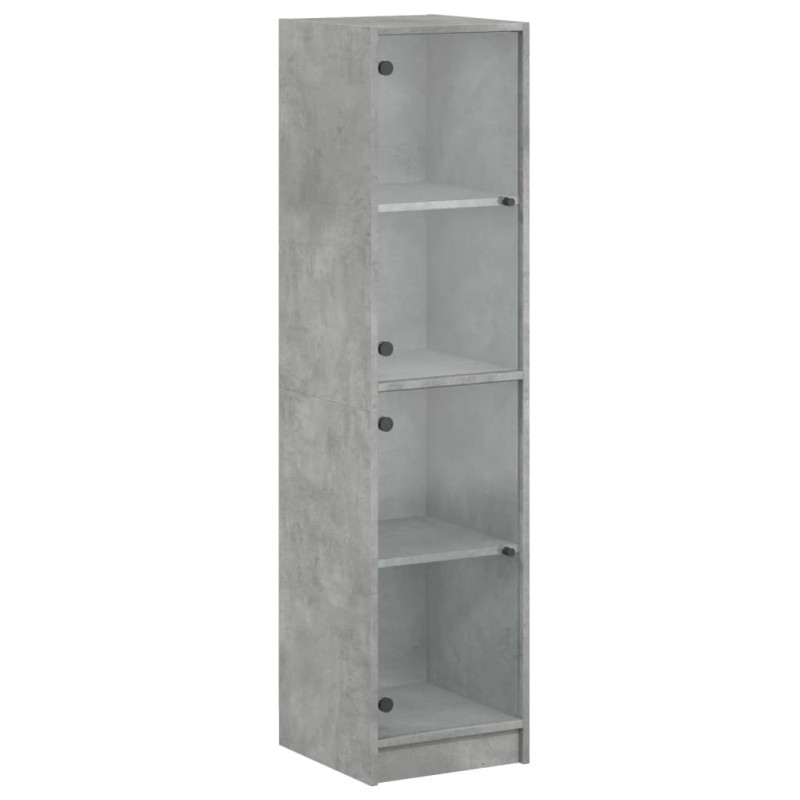 vidaXL Ντουλάπι Γκρι Σκυροδέματος 35x37x142 εκ. με Γυάλινες Πόρτες