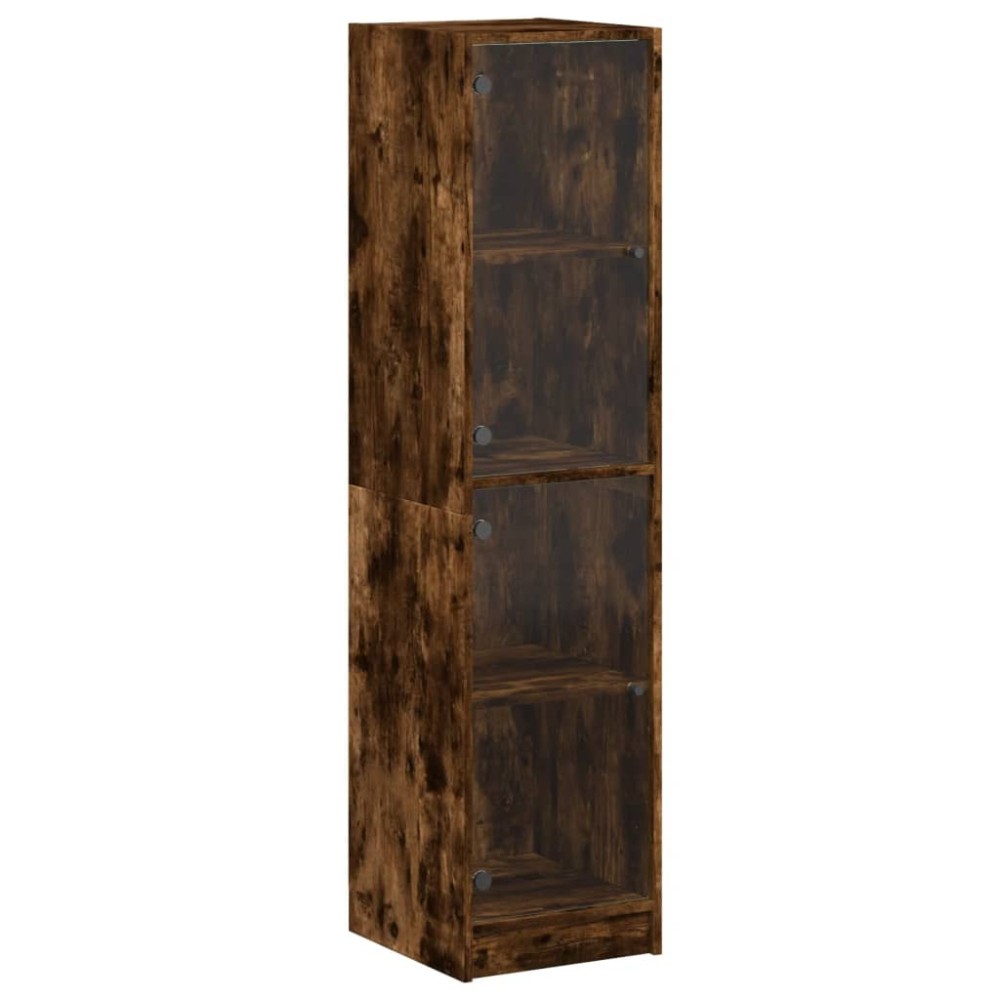 vidaXL Ντουλάπι Καπνιστή Δρυς 35x37x142 εκ. με Γυάλινες Πόρτες