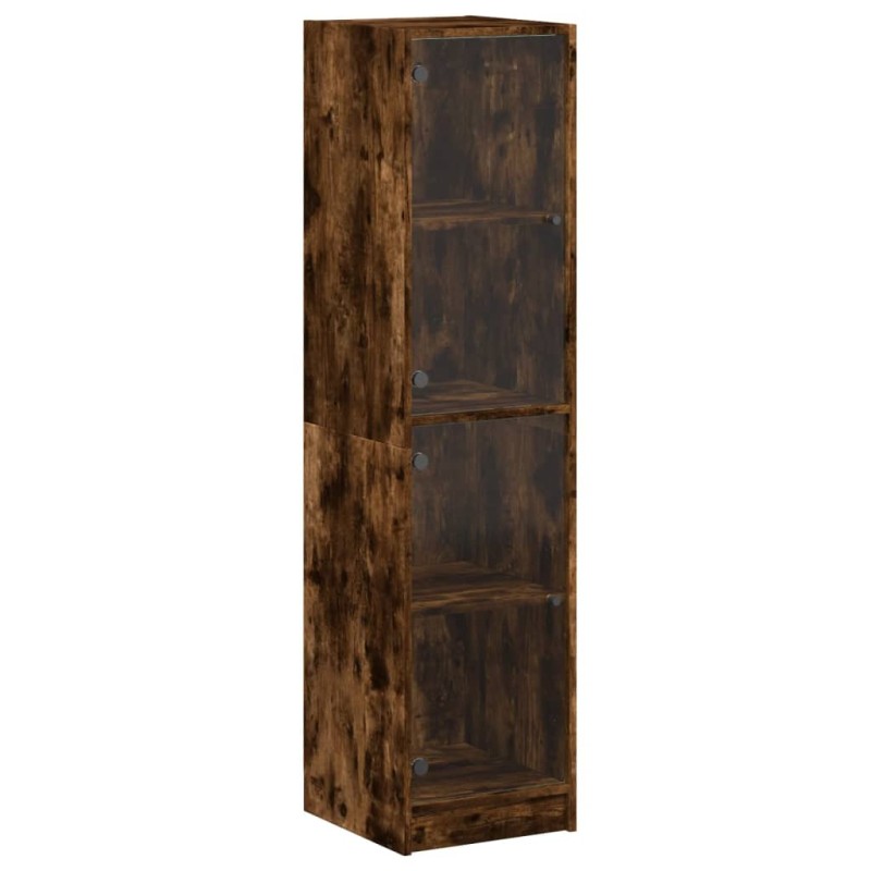 vidaXL Ντουλάπι Καπνιστή Δρυς 35x37x142 εκ. με Γυάλινες Πόρτες