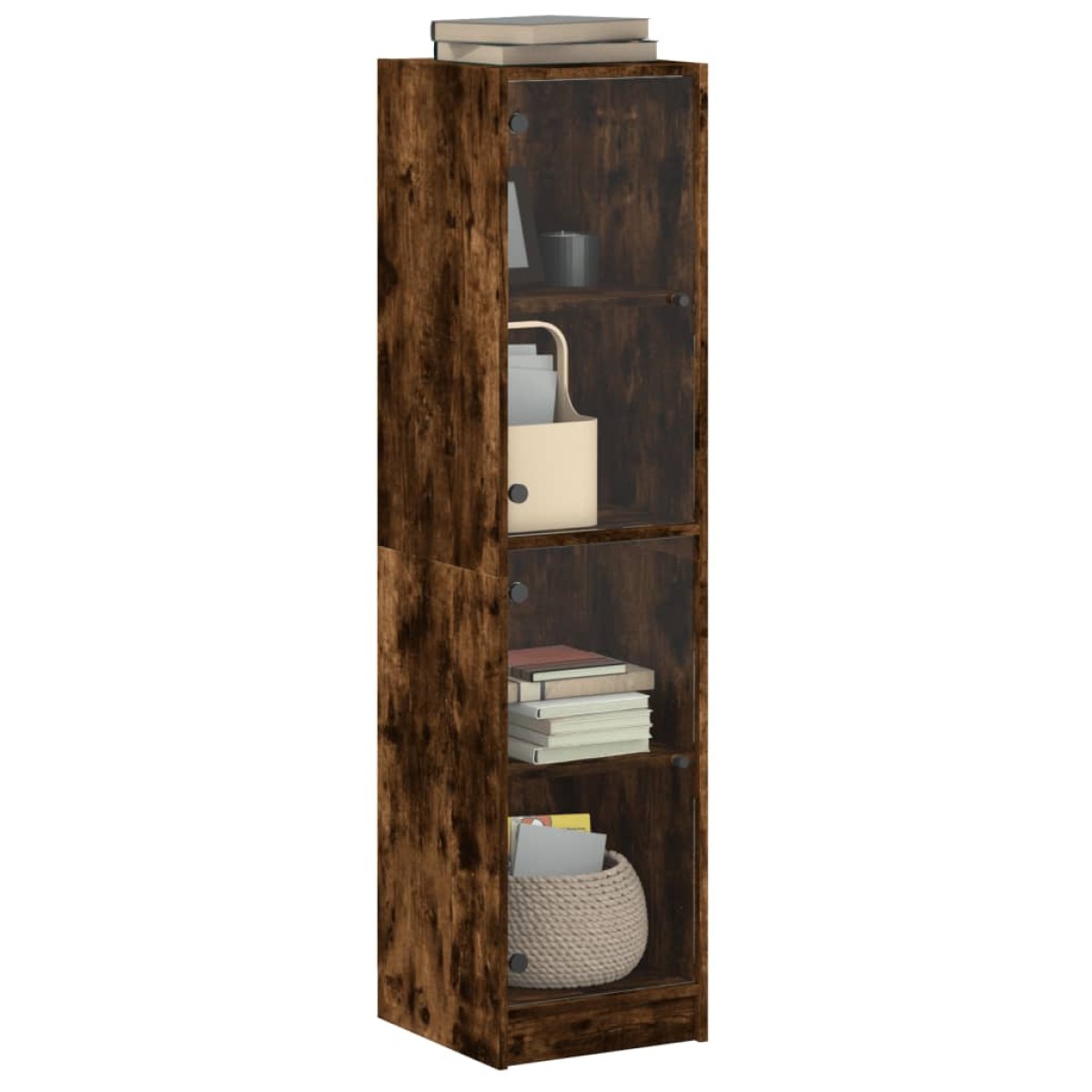 vidaXL Ντουλάπι Καπνιστή Δρυς 35x37x142 εκ. με Γυάλινες Πόρτες
