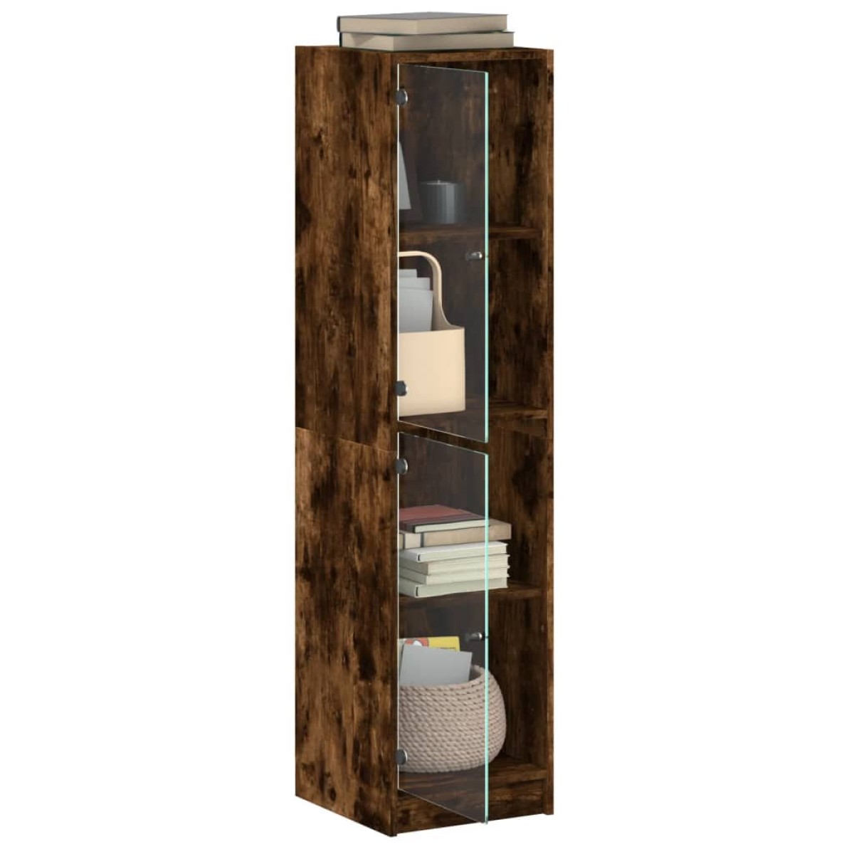 vidaXL Ντουλάπι Καπνιστή Δρυς 35x37x142 εκ. με Γυάλινες Πόρτες