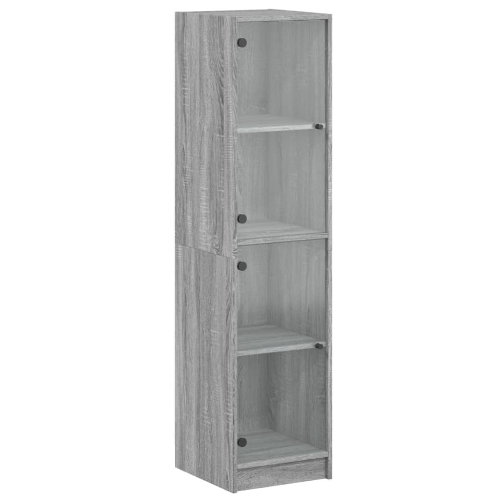 vidaXL Ντουλάπι Γκρι Sonoma 35x37x142 εκ. με Γυάλινες Πόρτες
