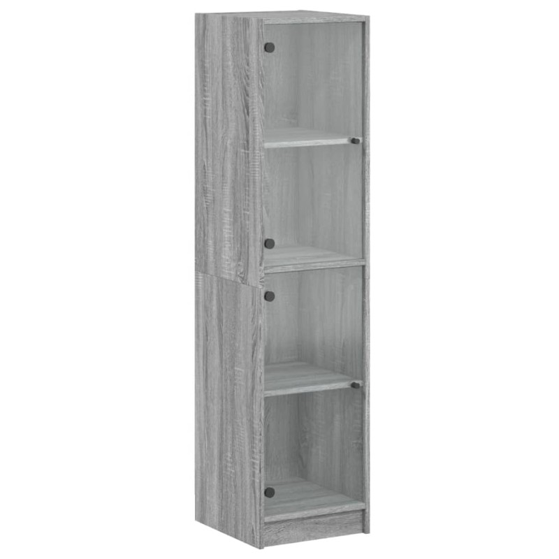 vidaXL Ντουλάπι Γκρι Sonoma 35x37x142 εκ. με Γυάλινες Πόρτες