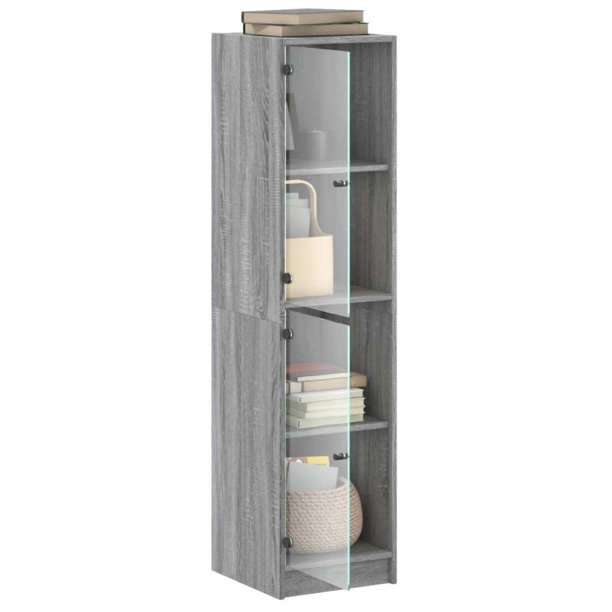 vidaXL Ντουλάπι Γκρι Sonoma 35x37x142 εκ. με Γυάλινες Πόρτες