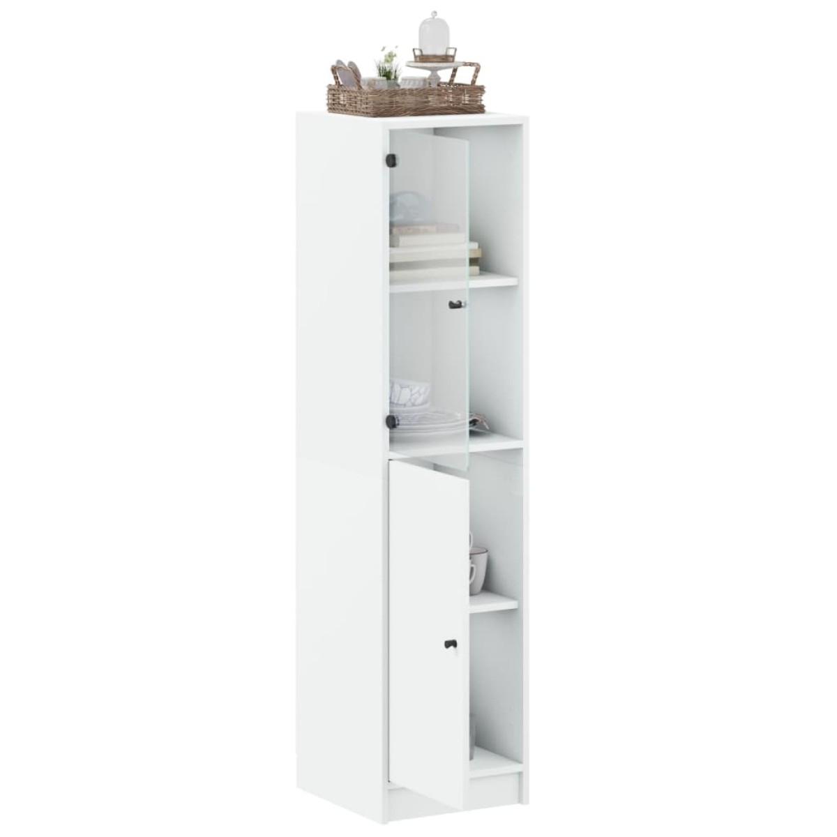 vidaXL Ντουλάπι Λευκό 35x37x142 εκ. με Γυάλινες Πόρτες