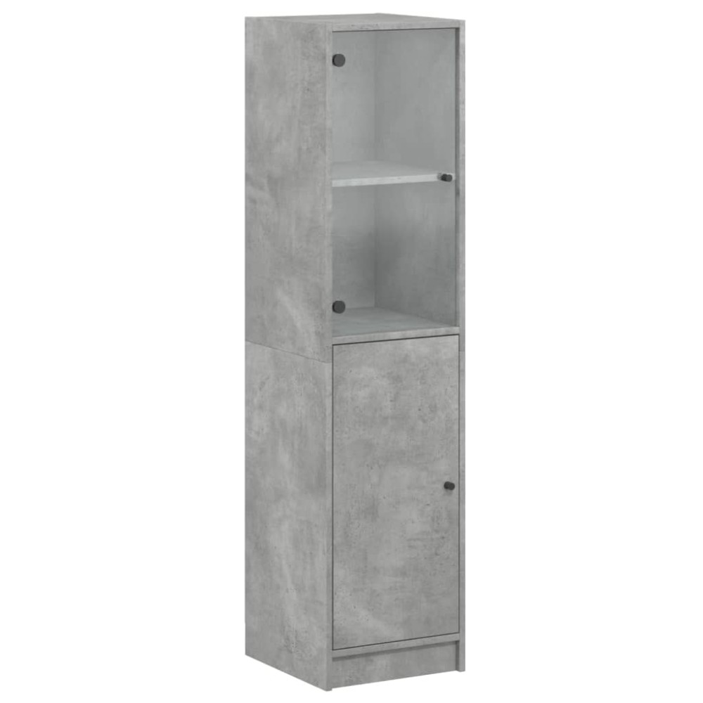 vidaXL Ντουλάπι Γκρι Σκυροδέματος 35x37x142 εκ. με Γυάλινη Πόρτα